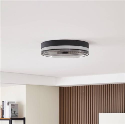 Lindby - LED plafondlamp- met dimmer - 1licht - Kunststof - H: 9.5 cm - zand zwart, wit - Inclusief lichtbron