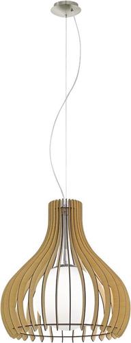 EGLO Tindori - Hanglamp - 1 Lichts - Ø500mm. - Nikkel-Mat - Ahorn, Wit