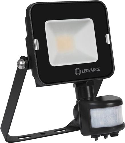 Ledvance LED Breedstraler Compact Zwart 10W 1000lm 100D - 840 Koel Wit | IP65 - Symmetrisch - Bewegings- en lichtsensor.