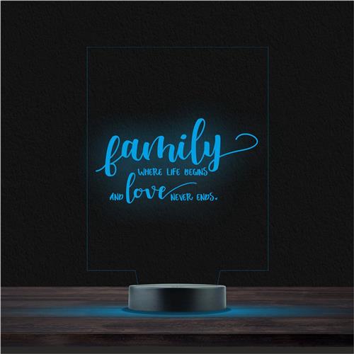 Led Lamp Met Gravering - RGB 7 Kleuren - Family Where Life Begins
