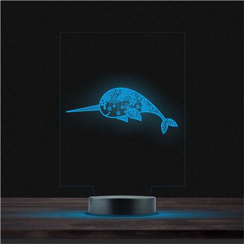 Led Lamp Met Gravering - RGB 7 Kleuren - Narwal