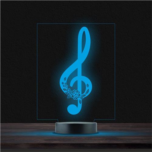 Led Lamp Met Gravering - RGB 7 Kleuren - Muzieknoot
