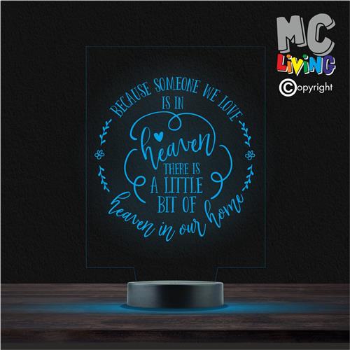 Led Lamp Met Gravering - RGB 7 Kleuren - Because Someone We Love Is in Heaven