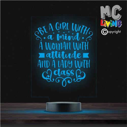 Led Lamp Met Gravering - RGB 7 Kleuren - Be A Girls With A Mind