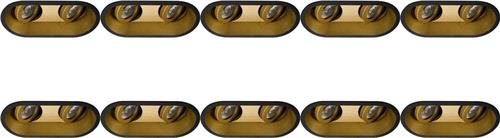 Spot Armatuur 10 Pack - Pragmi Zano Pro - GU10 Inbouwspot - Ovaal Dubbel - Zwart/Goud - Aluminium - Kantelbaar - 185x93mm