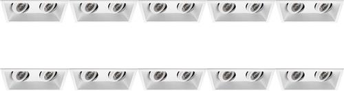 Spot Armatuur 10 Pack - Pragmi Zano Pro - GU10 Inbouwspot - Rechthoek Dubbel - Wit - Aluminium - Kantelbaar - 185x93mm