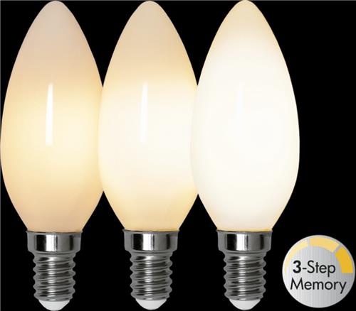 3 standen - Kaarslamp - E14 - 4W - Extra Warm Wit - 2700K - Opaal