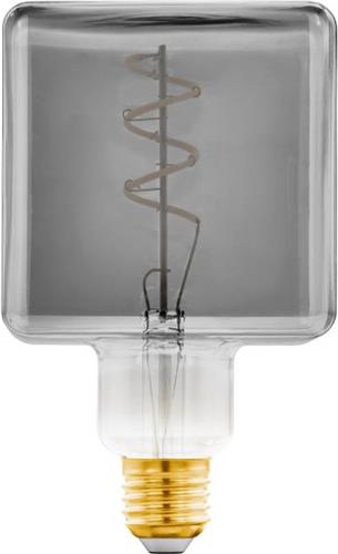 EGLO LED Lamp - E27 - 15,5 cm - Zwart Transparant - Vierkant - 1700K - Dimbaar