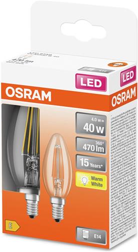 OSRAM - LED STAR CLASSIC B FIL (40) 4W/827 E14 BOX2 - 4058075330511