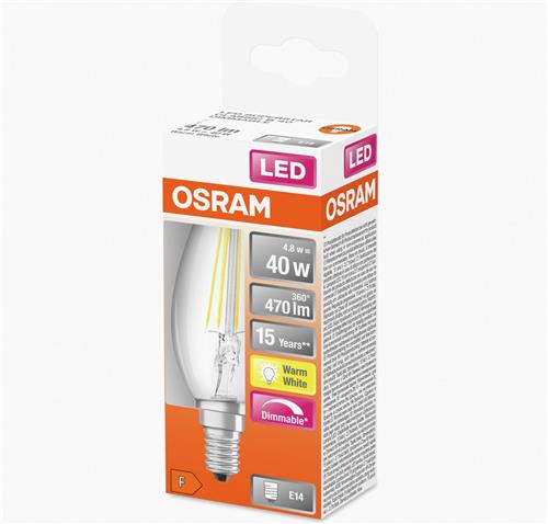 OSRAM 4058075437043 LED-lamp Energielabel F (A - G) E14 Kaars 4.8 W = 40 W Warmwit (Ø x l) 35 mm x 97 mm 1 stuk(s)