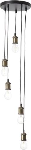 BRILLIANT lamp Ugolin hanglamp 5 flg zwart / antiek geborsteld messing | 5x A60, E27, 40W, geschikt voor standaardlampen (niet inbegrepen) | Schaal A ++ tot E | Kabel kan worden ingekort