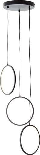 Brilliant Chaumont LED hanglamp 3-vlammig zwart aluminium 3 stappen dimmer Intern dimbaar - 3 niveaus 24 W LED geïntegreerd (lichtstroom: 3100lm, lichtkleur: 3000K)