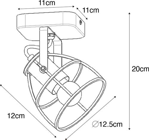 QAZQA arthur - Industriele Wand en Plafondspot | Spotje | Opbouwspot - 1 lichts - L 12.5 cm - Donkergrijs - Industrieel - Woonkamer | Slaapkamer | Keuken