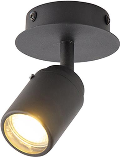 QAZQA ducha - Moderne Plafondlamp voor badkamer - 1 lichts - Ø 100 mm - Zwart -