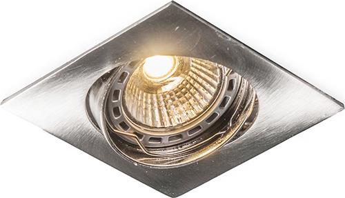 QAZQA edu square - Moderne Inbouwspot - 1 lichts - L 90 mm - Staal - Woonkamer | Slaapkamer | Keuken