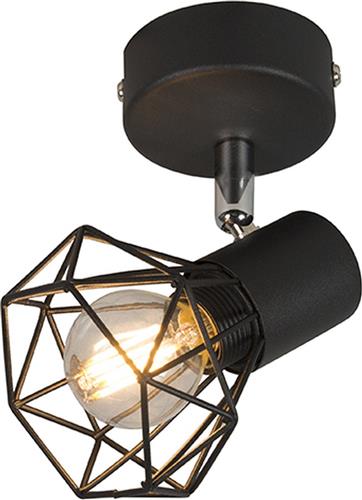 QAZQA mosh - Moderne Plafondspot | Spotje | Opbouwspot - 1 lichts - L 90 mm - Zwart - Woonkamer | Slaapkamer | Keuken