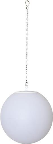 Star Trading solar decoratie Globy, hanglamp, wereldbol, wit, LED, warm wit, schemersensor, voor buiten, 30 cm