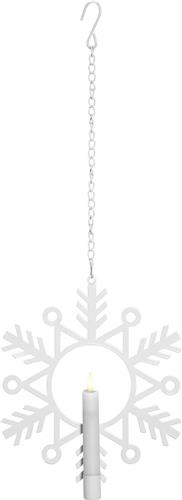 Star Trading decoratie Flame Sneeuw, sneeuwvlok, decoratieve lamp, metaal, wit, LED, timer, warm wit, 29 cm