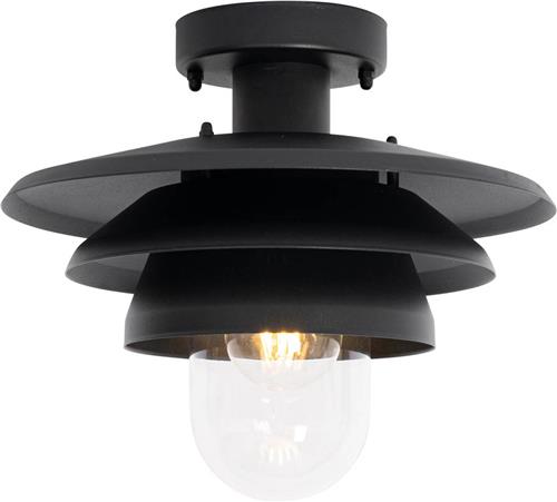 QAZQA morty - Design Plafondlamp voor buiten - 1 lichts - Ø 28.5 cm - Zwart - Buitenverlichting