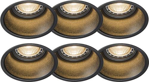 QAZQA dept - Design Inbouwspot - 6 stuks - Ø 8.9 cm - Zwart - Woonkamer | Slaapkamer | Keuken