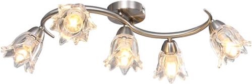 vidaXL Plafondlamp met glazen tulpvormige kappen 5xE14 transparant