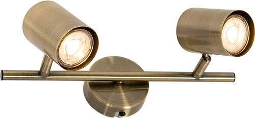 QAZQA jeana - Moderne Plafondspot | Spotje | Opbouwspot - 2 lichts - L 30.5 cm - Brons - Industrieel - Woonkamer | Slaapkamer | Keuken