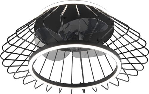 LED Plafondlamp met Ventilator - Plafondventilator - Trion Karla - 30W - Aanpasbare Kleur - Afstandsbediening - Dimbaar - Rond - Mat Zwart - Metaal