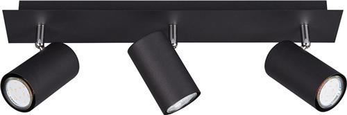 LED Plafondspot - Trion Mary - GU10 Fitting - 3-lichts - Rechthoek - Mat Zwart - Aluminium