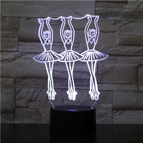 3D Led Lamp Met Gravering - RGB 7 Kleuren - Ballet