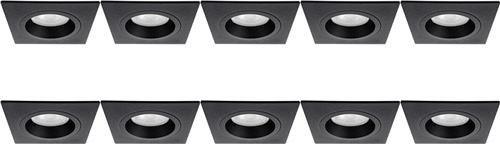 Spot Armatuur 10 Pack - Proma Rodos Pro - GU10 Inbouwspot - Vierkant - Zwart - Aluminium - 93mm