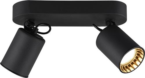 LED Plafondspot - Torna Pirlo - GU10 Fitting - 2-lichts - Rechthoek - Mat Zwart - Aluminium