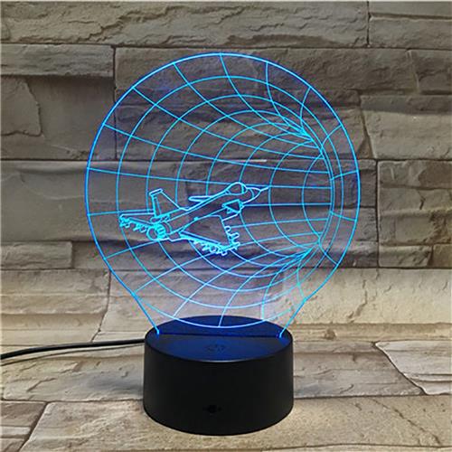 3D Led Lamp Met Gravering - RGB 7 Kleuren - Straaljager