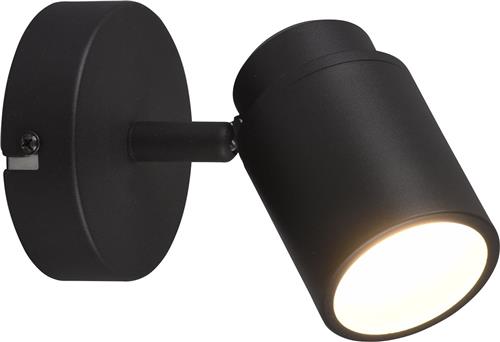LED Wandspot - Torna Artion - GU10 Fitting - Spatwaterdicht IP44 - Rond - Mat Zwart - Aluminium
