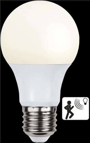 Bewegingssensor - Standaard bol - E27 - 8W - Extra Warm Wit - 2700K - Opaal
