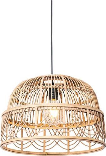 QAZQA michelle - Oosterse Hanglamp eettafel - 1 lichts - Ø 49 cm - Bruin - Woonkamer | Slaapkamer | Keuken
