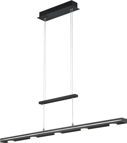 LED Hanglamp - Torna Lacy - 21W - Aanpasbare Kleur - 7-lichts - Dimbaar - Rechthoek - Mat Zwart - Aluminium