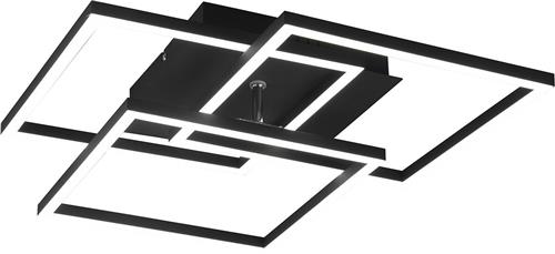 LED Plafondlamp - Trion Mibal - 28W - Aanpasbare Kleur - Afstandsbediening - Dimbaar - Rechthoek - Mat Zwart - Aluminium