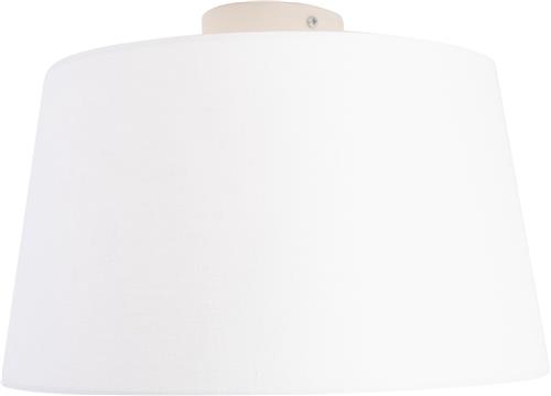 QAZQA combi - Landelijke Plafondlamp met kap - 1 lichts - Ø 350 mm - Wit - Woonkamer | Slaapkamer | Keuken