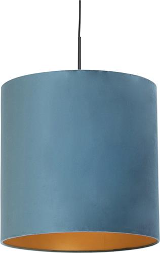 QAZQA combi - Klassieke Hanglamp met kap - 1 lichts - Ø 400 mm - Blauw - Woonkamer | Slaapkamer | Keuken