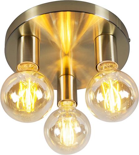 QAZQA facil - Design Plafondlamp - 3 lichts - Ø 250 mm - Goud - Woonkamer | Slaapkamer | Keuken