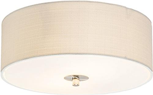QAZQA drum jute - Moderne Plafondlamp met kap - 2 lichts - Ø 300 mm - Wit - Woonkamer | Slaapkamer | Keuken