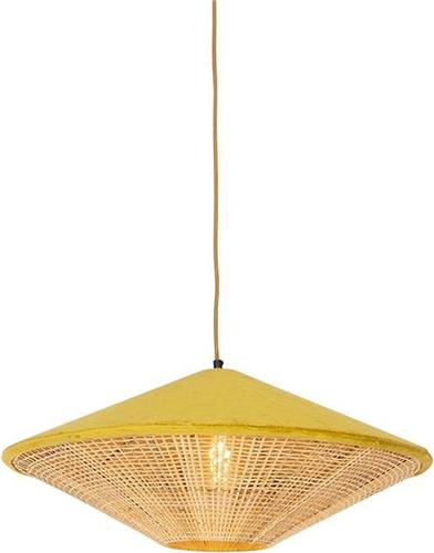 QAZQA frills - Landelijke Hanglamp - 1 lichts - Ø 600 mm - Geel - Woonkamer | Slaapkamer | Keuken