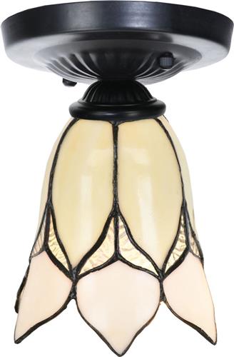 Art Deco Trade - Tiffany plafonnière zwart met Lovely Flower White