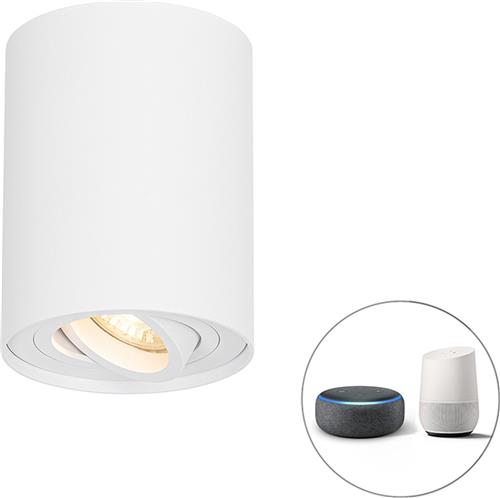QAZQA rondoo up - Moderne LED Smart Plafondspot | Spotje | Opbouwspot incl. wifi - 1 lichts - Ø 9.7 cm - Wit - Woonkamer | Slaapkamer | Keuken