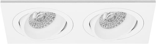 Spot Armatuur GU10 - Pragmi Borny Pro - GU10 Inbouwspot - Rechthoek Dubbel - Wit - Aluminium - Kantelbaar - 175x92mm