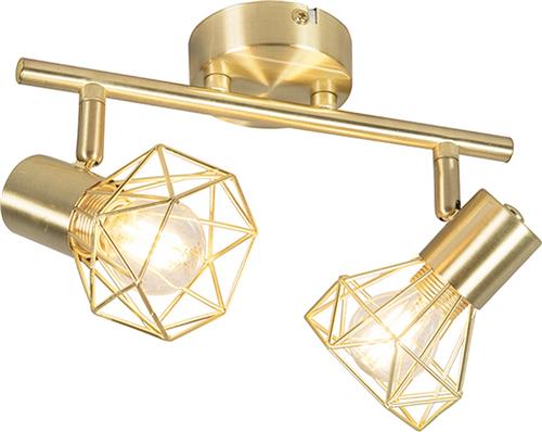 QAZQA mosh - Moderne Dimbare LED Smart Plafondspot | Spotje | Opbouwspot incl. wifi met Dimmer - 2 lichts - L 34 cm - Messing - Woonkamer | Slaapkamer | Keuken