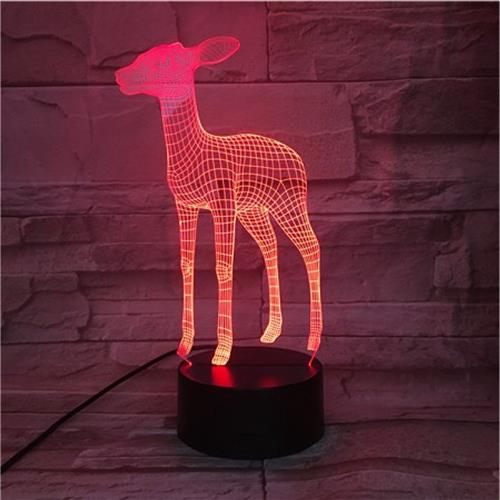 3D Led Lamp Met Gravering - RGB 7 Kleuren - Baby Hertje