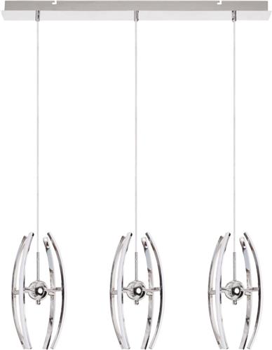 LED Hanglamp - Hangverlichting - Optra - 36W - Natuurlijk Wit 4000K - 3-lichts - Mat Chroom - Aluminium
