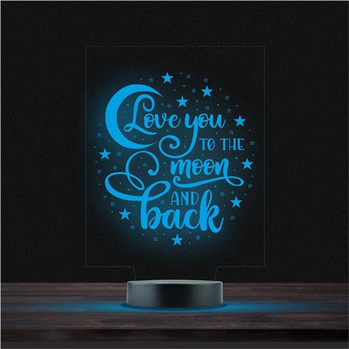Led Lamp Met Gravering - RGB 7 Kleuren - Love You To The Moon And Back
