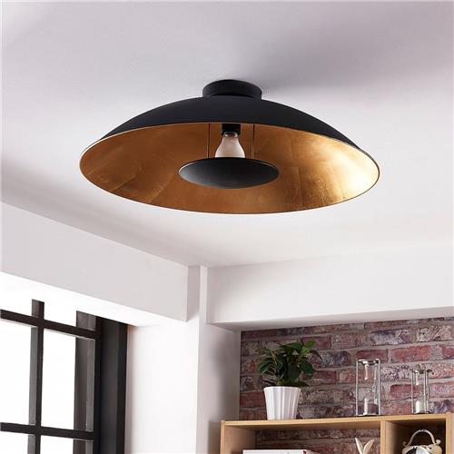 Lindby - plafondlamp - 1licht - Metaal - H: 20 cm - E27 - zwart, goud